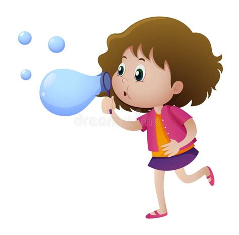Little Girl Blowing Bubbles Stock Vector Illustration Of Clip Child