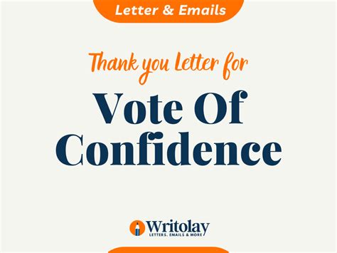 Thank You For Vote Of Confidence 6 Letter And Email Templates Writolay