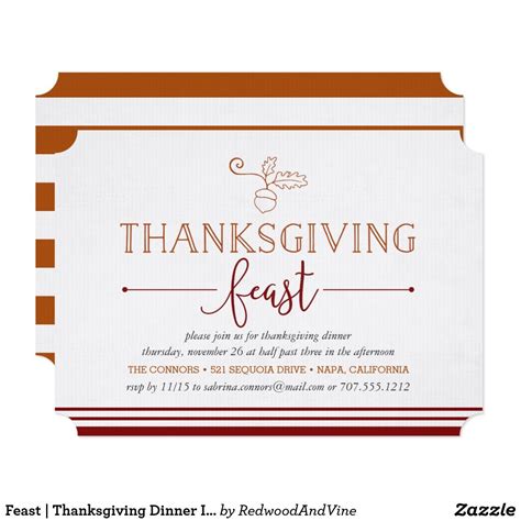 Feast Thanksgiving Dinner Invitation Thanksgiving