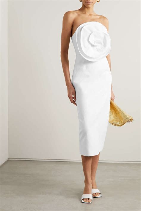 MARA HOFFMAN NET SUSTAIN Maia Strapless Embellished TENCEL Lyocell And Linen Blend Midi Dress