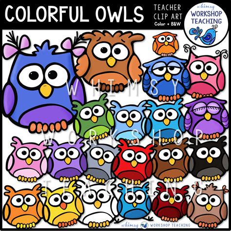 Colorful Owls Clip Art Wwt Whimsy Workshop Teaching