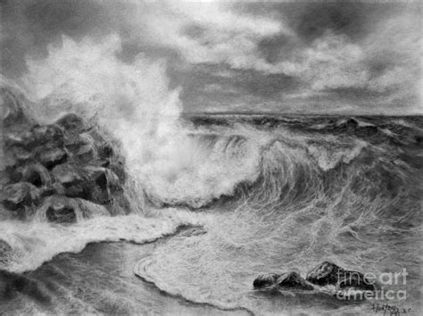 Seascape Drawing By Cecilia Melinescu