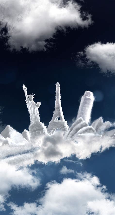 Background Eiffeltower Statueofliberty Pisatower Clouds Sky