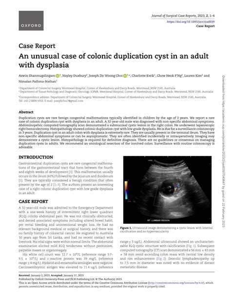 Pdf An Unusual Case Of Colonic Duplication Cyst In An Adult With Dysplasia
