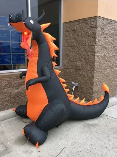 Inflatable Dragon Guards The Store For Halloween Fixtures Close Up