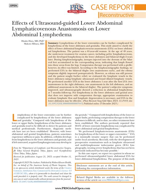 Pdf Effects Of Ultrasound Guided Lower Abdominal Lymphaticovenous