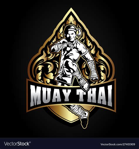 Boxing Muay Thai Fighter Logo Royalty Free Vector Image