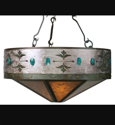 Turquoise Hanging Ceiling Light Rustic Chandelier Rustic Light
