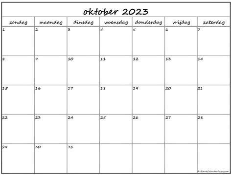 Oktober 2023 Kalender Nederlandse Kalender Oktober