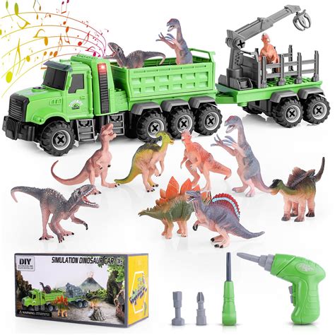 Fanury Dinosaur Toys Truck With Lights Sounds Play Mat Dino Figures
