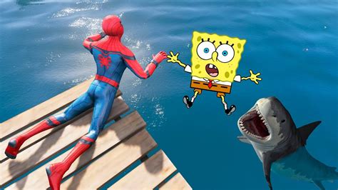 Gta 5 Spiderman Vs Spongebob Epic Ragdolls Ep3 Euphoria Physicsfunny