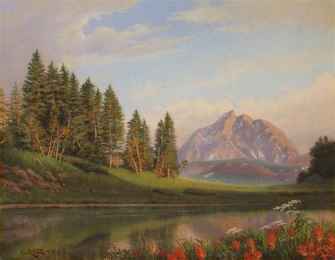 Wildflowers Mountains River Western Original Western Landscape Oil