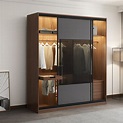 拉門衣櫃簡約現代經濟型組裝實木質2門移門臥室整體家用大衣櫥