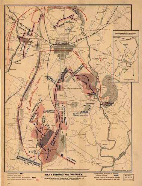 Gettysburg And Vicinity Showing The Lines Of Battle July 1863 Maps