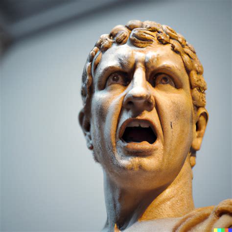 Rundy DALLE Julius Caesar Extremely Angry A Statue From Ancient