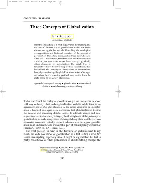 Three Concepts Of Globalization