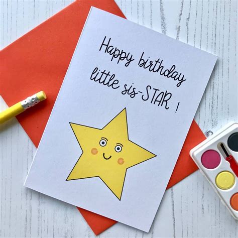 Little Sister Birthday Card By Adam Regester Design Sister Birthday Card Creative Birthday