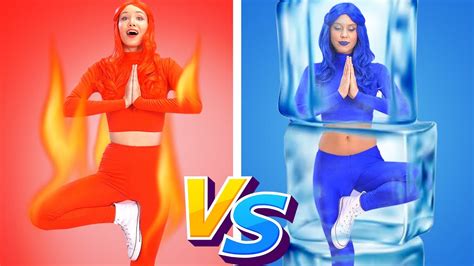Hot Vs Cold Challenge Girl On Fire Vs Icy Girl Funny Situations By Kaboom Youtube