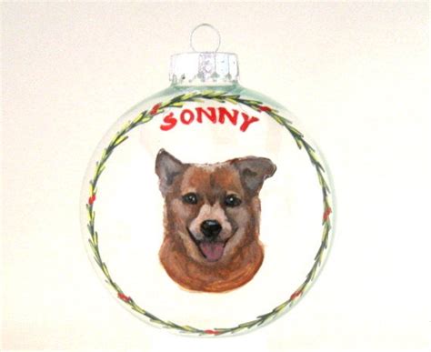 Dog Ornament Custom Pet Portrait Hand Painted Dog Glass