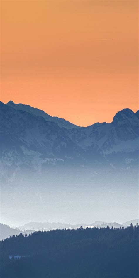 Sunset Mountains Haze Horizon Dusk 1080x2160 Wallpaper Scenery