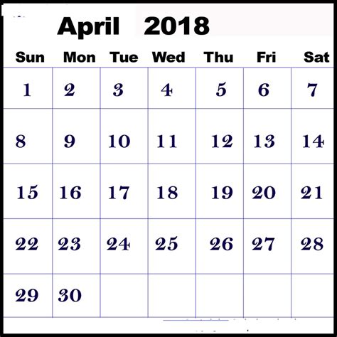 Printable Calendar April 2018 Monthly Template Oppidan Library