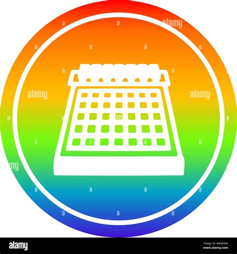 Monthly Calendar Circular Icon With Rainbow Gradient Finish Stock