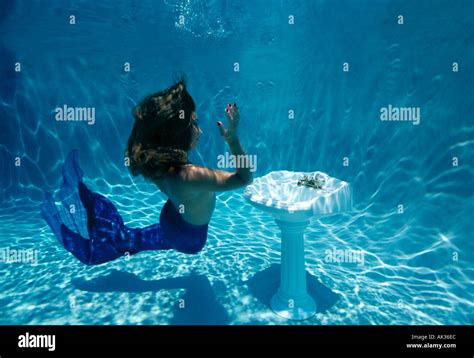 Mermaid And Pedestal Sink Underwater Stock Photo Alamy