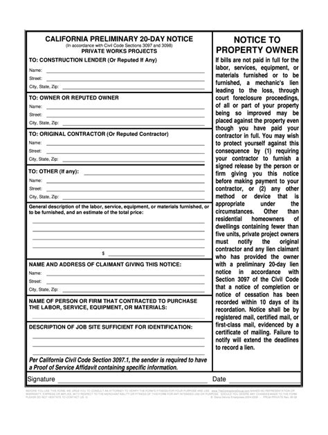 California Preliminary Notice Form 2023 Printable Forms Free Online