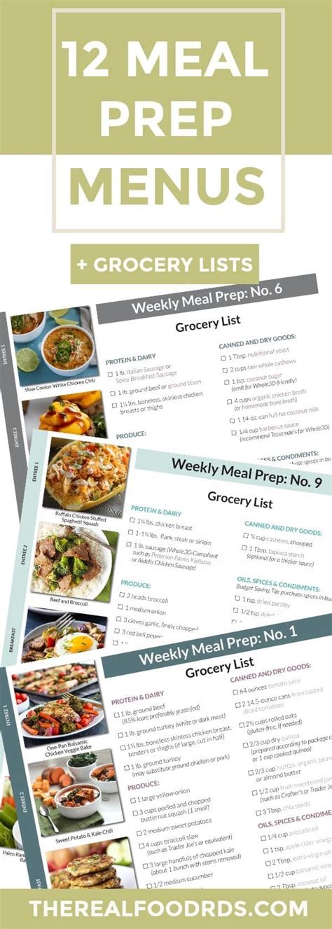 12 Meal Prep Menus Grocery Lists Healthy Meal Prep Meal Prep Tips