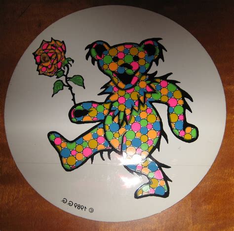 Vintage Grateful Dead Dancing Bear Sticker With Rose Mosaic