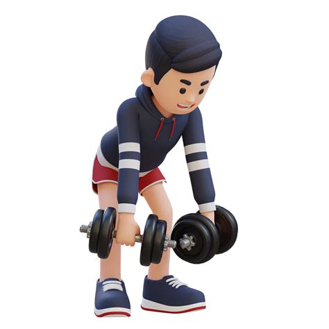 3d Sportsman Character Performing Dumbbell Bent Over Reverse Fly 25214173 Png
