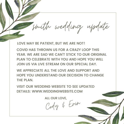 Wedding Announcement Wording For Uninvited Guests Covid Teal And