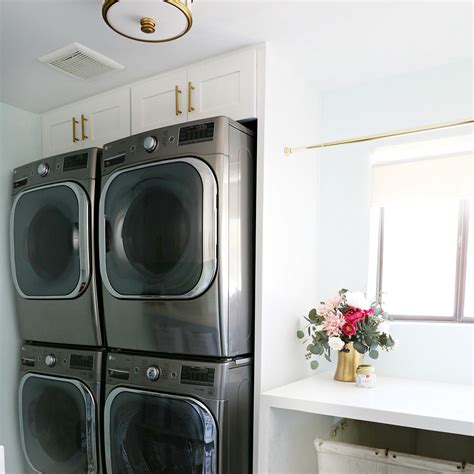 Small Space Laundry Room Makeover With Stackable Lg Laundry Pairs The