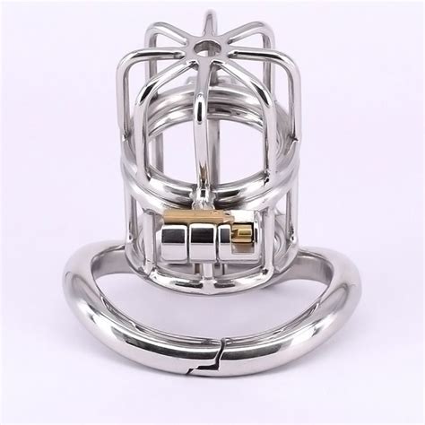 Hinged Type Male Cock Cage Stainless Steel Arc Penis Ring Metal Chastity Devices With Two