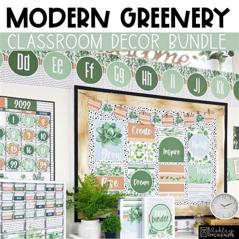 Modern Greenery Themed Classroom Decor Bundle Shop Ashley Mckenzie