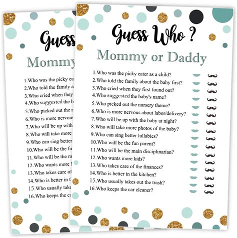 Mom Or Dad Baby Shower Game Questions Free Printable Printable Word