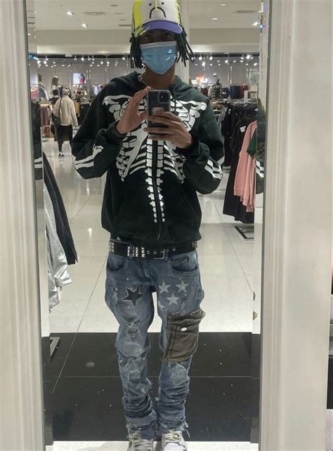 Cyber Y2k Fashion Mens Wear Skull Hoodie In 2021 Street Style Outfits