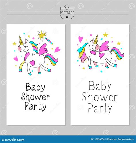 Cute Unicorns Baby Shower Party Vector Illustration Cartoondealer