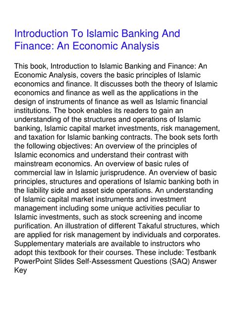 Ppt Pdfread Introduction To Islamic Banking And Finance An Economic