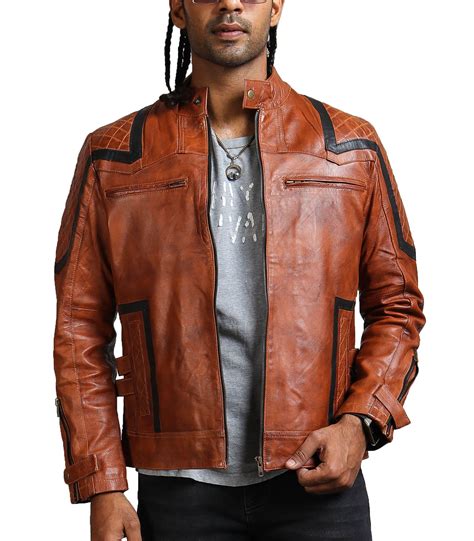 Designer Men Brown Waxed Leather Jacket Usa Leather Factory