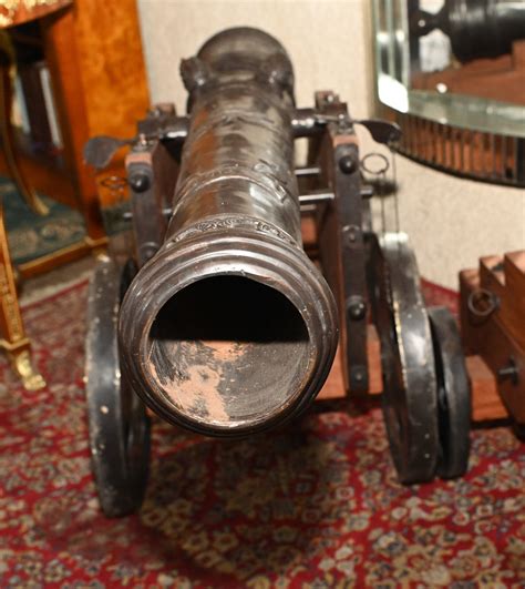 Pair Large Bronze Cannons French Cannon Military Artillery
