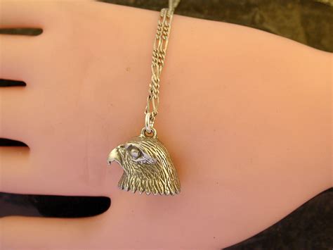 Sterling Silver Falcon Head Pendant On A Sterling Silver Chain Etsy