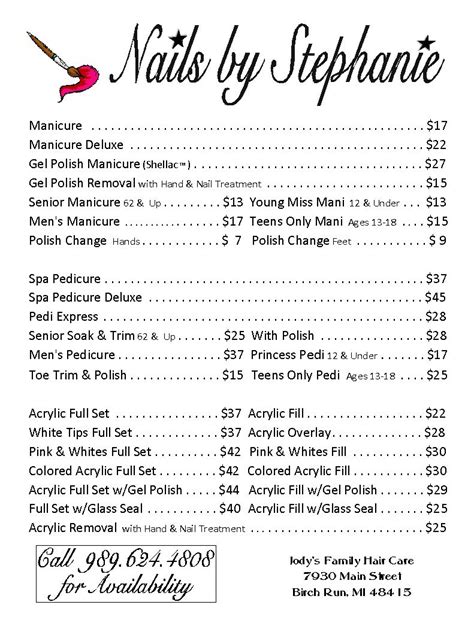 Manicure Nail Salon Price List Simple White Flyer Ubicaciondepersonas