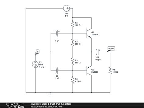 Simple Push Pull Amplifier Circuit Circuit Diagram