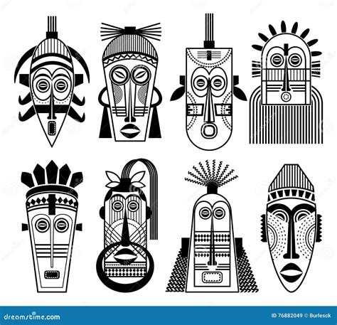 Máscaras étnicas O Iconos Planos De La Máscara Tribal Ilustración Del Vector Ilustración De