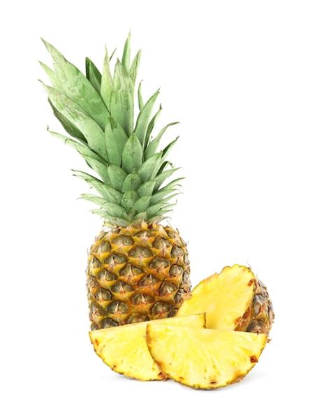 Premium Photo Whole And Cut Juicy Pineapples Isolated On White