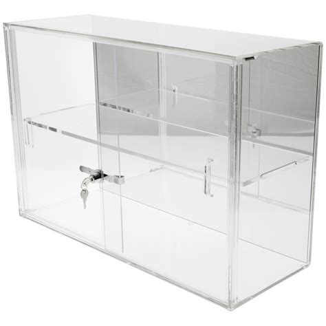 Plymor Clear Acrylic Sliding Door Locking Display Case Mirrored 1 Shelf 18 H X 26 W X 10 D