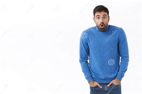 Portrait Of Shocked And Astonished Startled Handsome Man With Beard