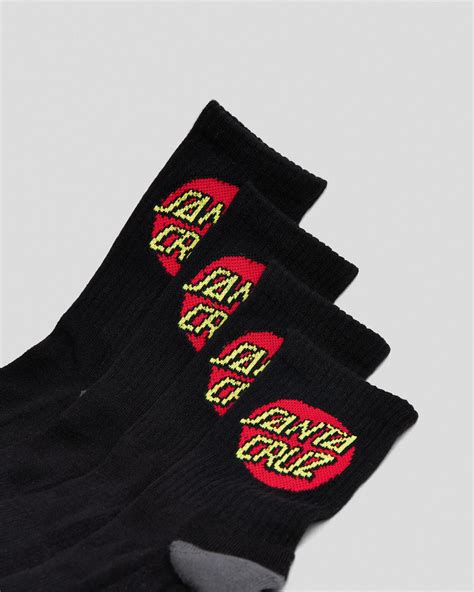Shop Santa Cruz Boys Classic Dot Crew Socks 4 Pack In Black Fast