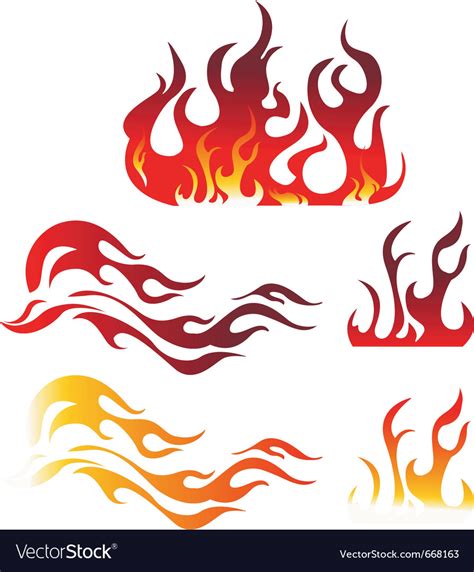 Fire And Flame Graphic Elements Royalty Free Vector Image
